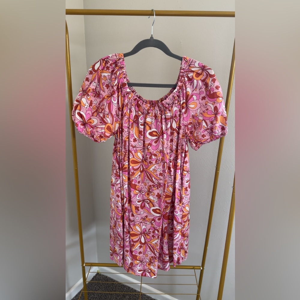 Floral Pink and Orange Dress